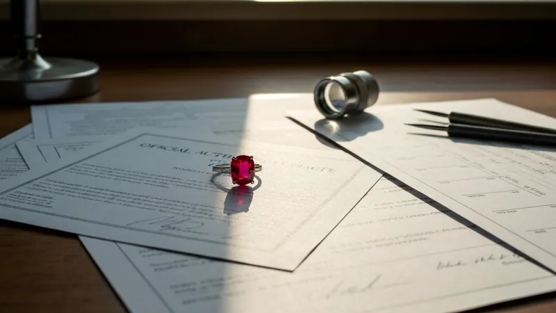 Certificats pour l'achat d'un rubis